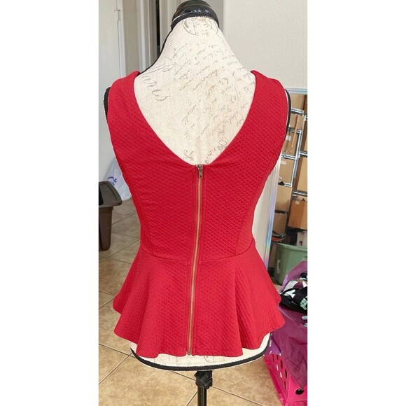 Forever 21 Womens Red Peplum Top  Medium Elegant Party Feminine Date Night Y2k - Picture 6 of 12